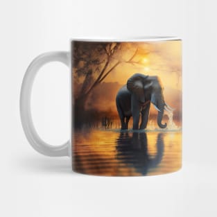 Elephant in a golden lake Mug